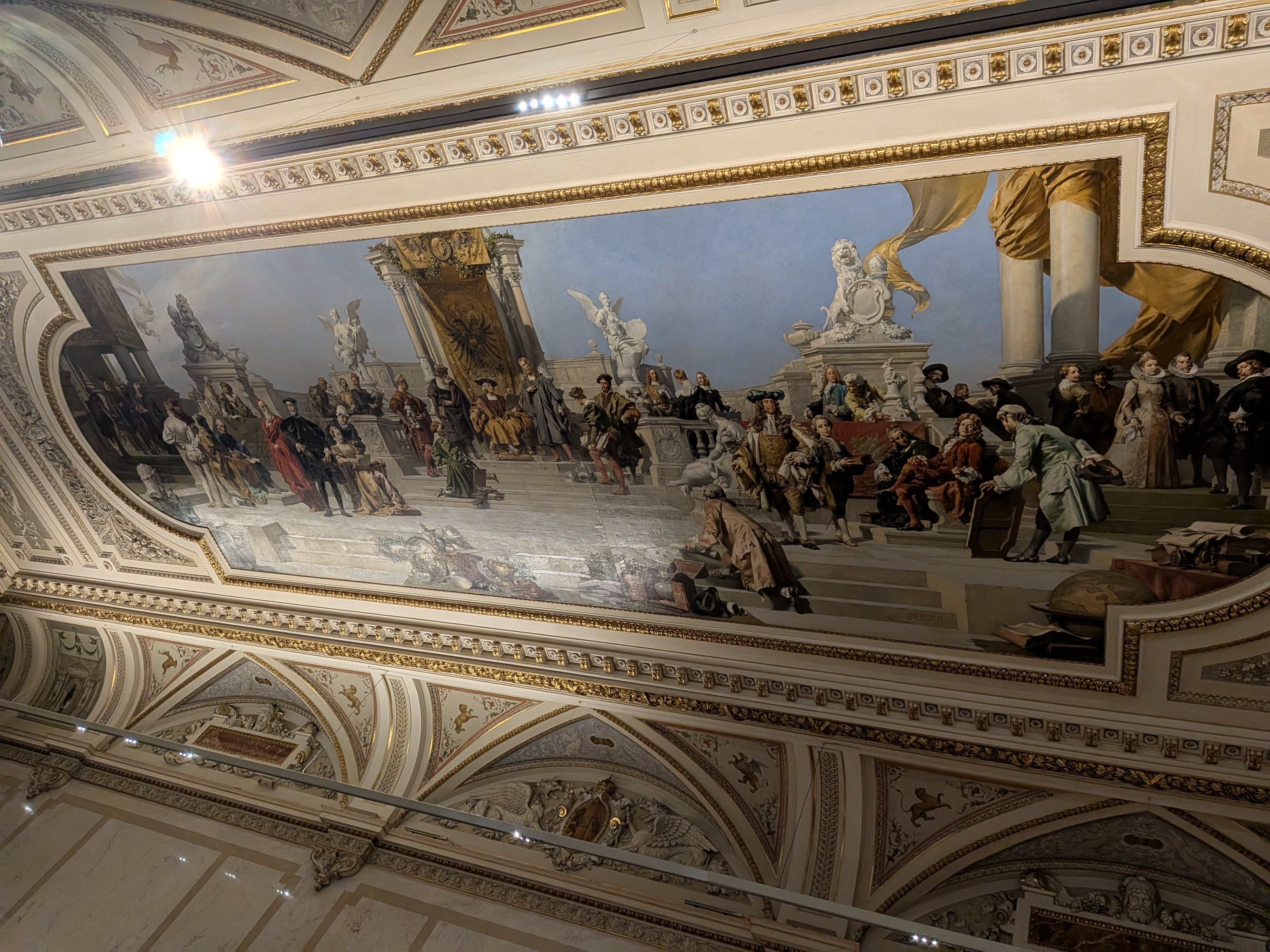 ceiling of a chamber in the Kunsthistorische, an ornate painting with gold inlay