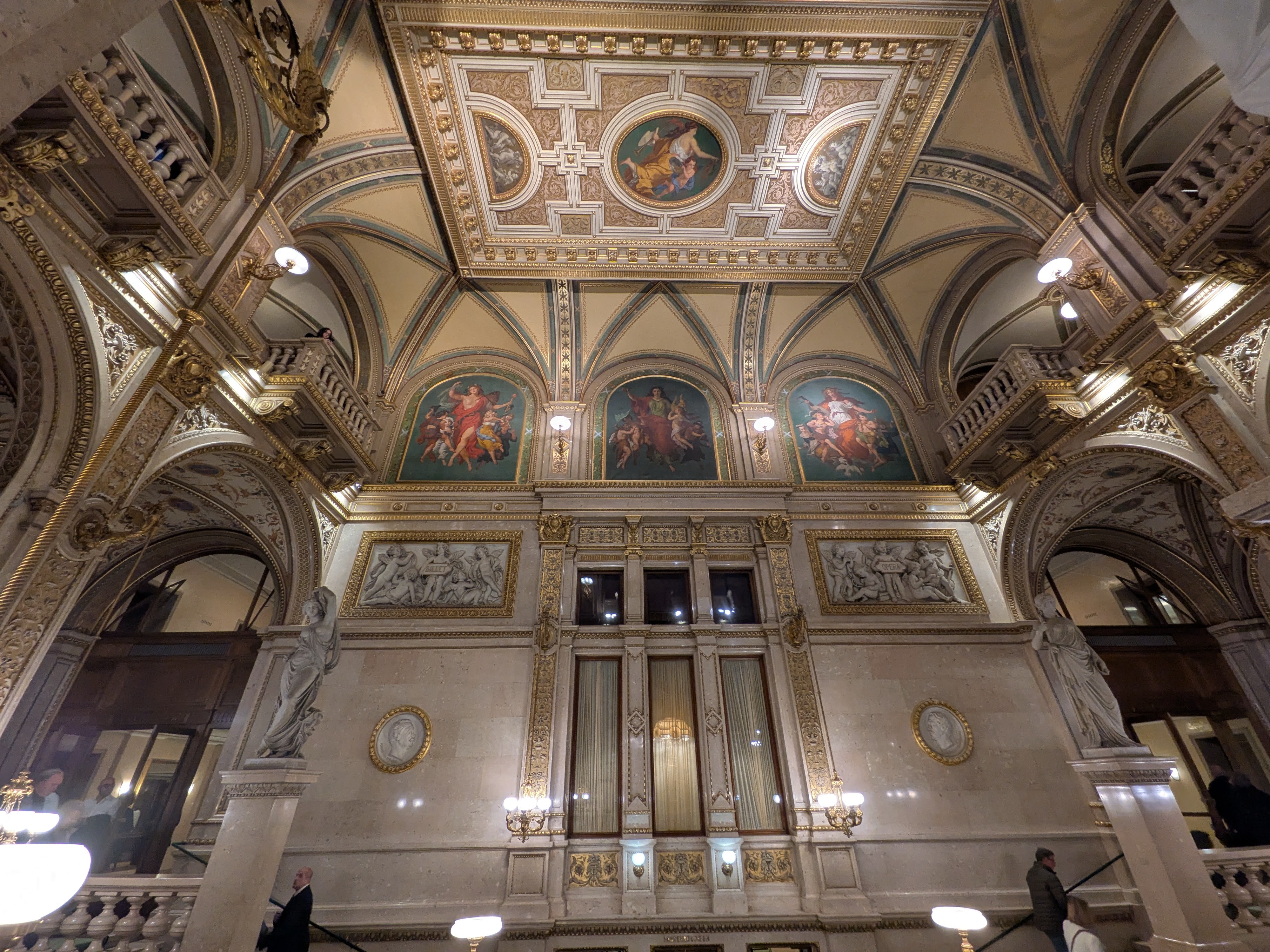 wide shot of the Staatsoper interior, which is largely marble with several artistic inlays
